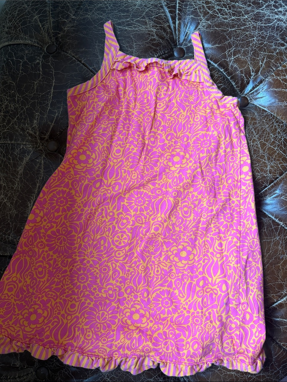 Hanna Andersson Pink and Yellow Floral Ruffle-Trim Dress